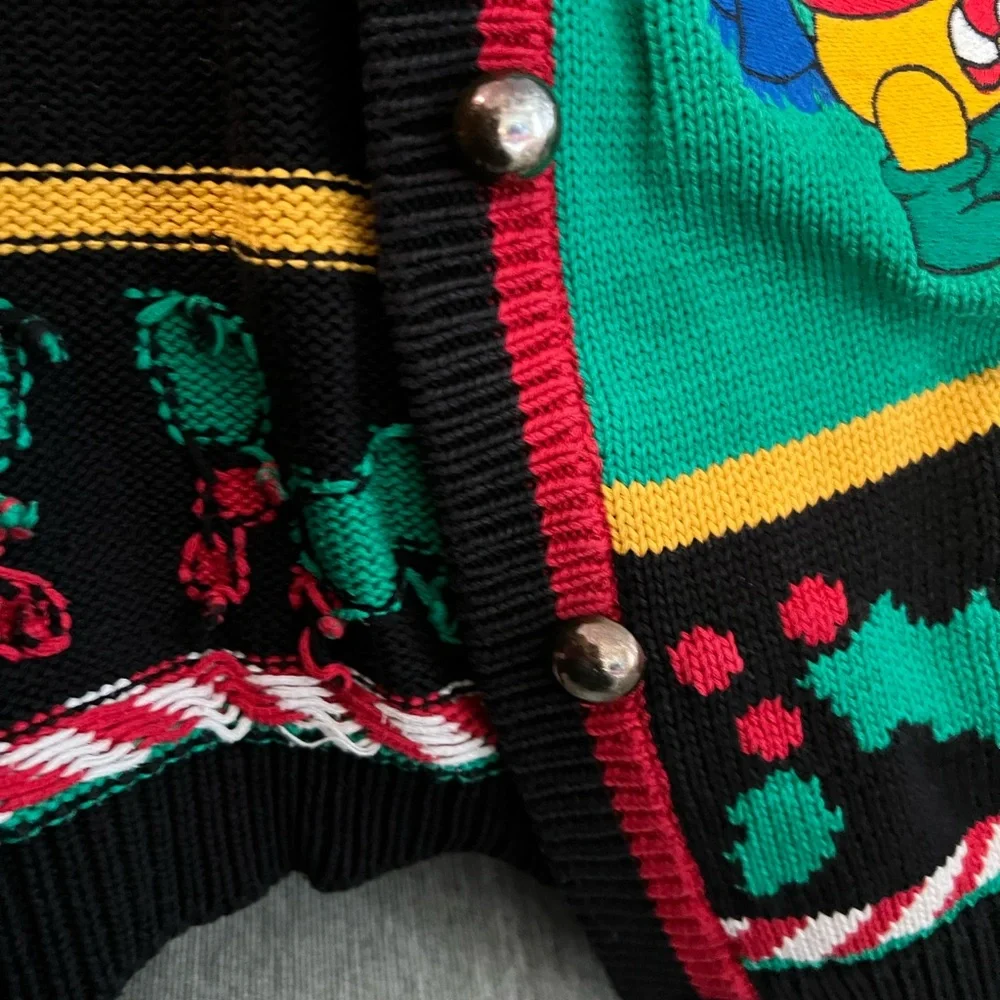 Colorful Holiday Sweater with Cartoon Characters - Picture 2 of 7